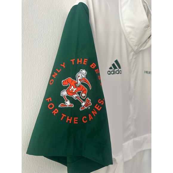 Men's adidas White Miami Hurricanes M STM AEROREADY Half-Zip Jacket - Picture 6 of 11